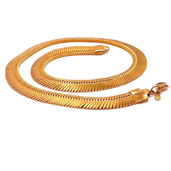 Vintage NAPIER Gold-Tone Herringbone Chain Necklace 19” - Picture 1 of 3